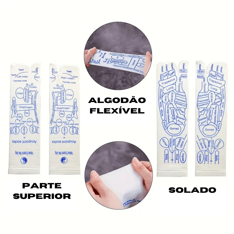 Meias de Reflexologia SoleFLex + BRINDE EXCLUSIVO (MASSAGEADOR) - Tukan Express