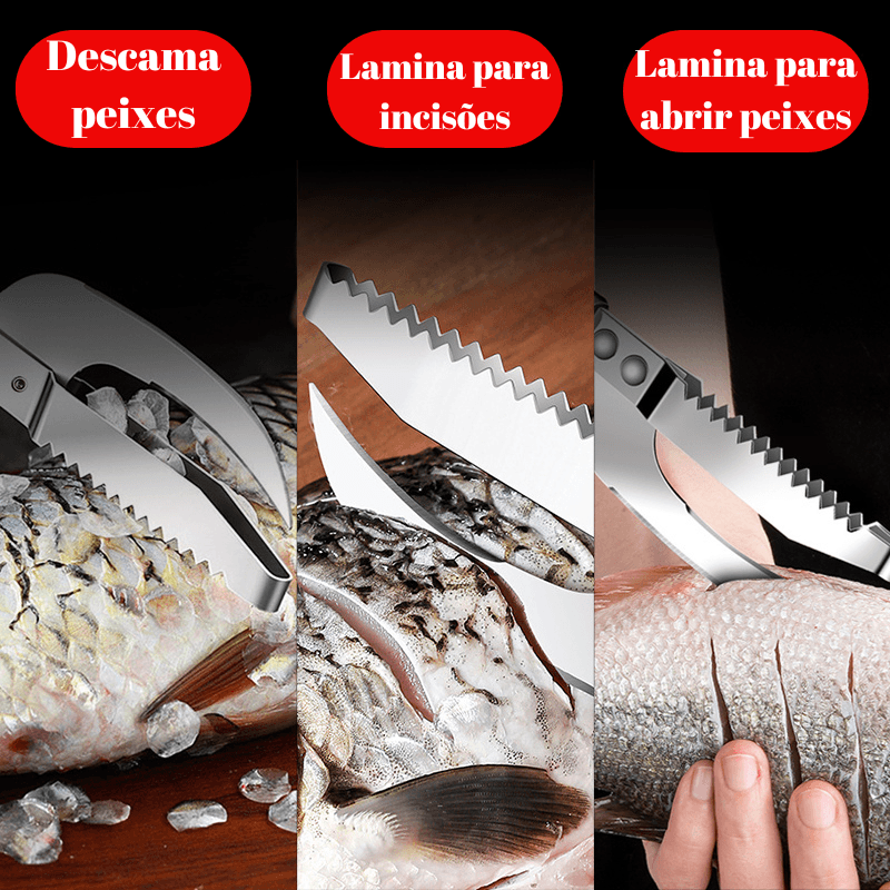 EasyFish - Faca inoxidável 3 em 1 Para limpeza de Peixes - [COMPRE 1 LEVE 2] - Tukan Express