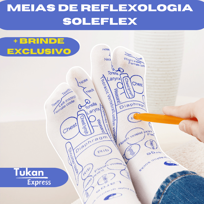 Meias de Reflexologia SoleFLex + BRINDE EXCLUSIVO (MASSAGEADOR) - Tukan Express