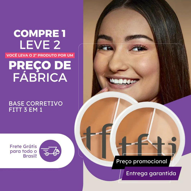 Base Corretivo Fitt 3 em 1 | COMPRE 1 LEVE 2 + FRETE GRÁTIS - Tukan Express