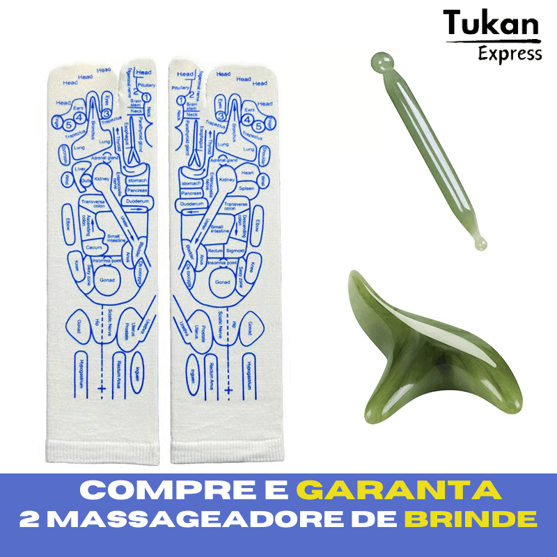 Meias de Reflexologia SoleFLex + BRINDE EXCLUSIVO (MASSAGEADOR) - Tukan Express