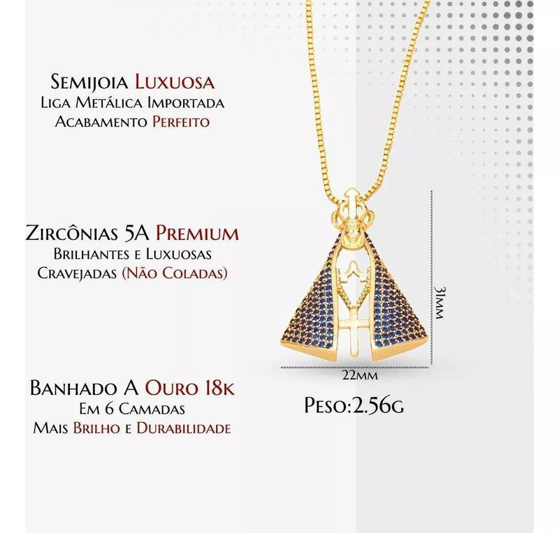 Colar Celestial de Aparecida - Dupla Face Ouro 18K - Tukan Express