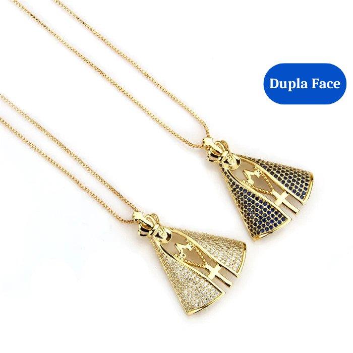 Colar Celestial de Aparecida - Dupla Face Ouro 18K - Tukan Express